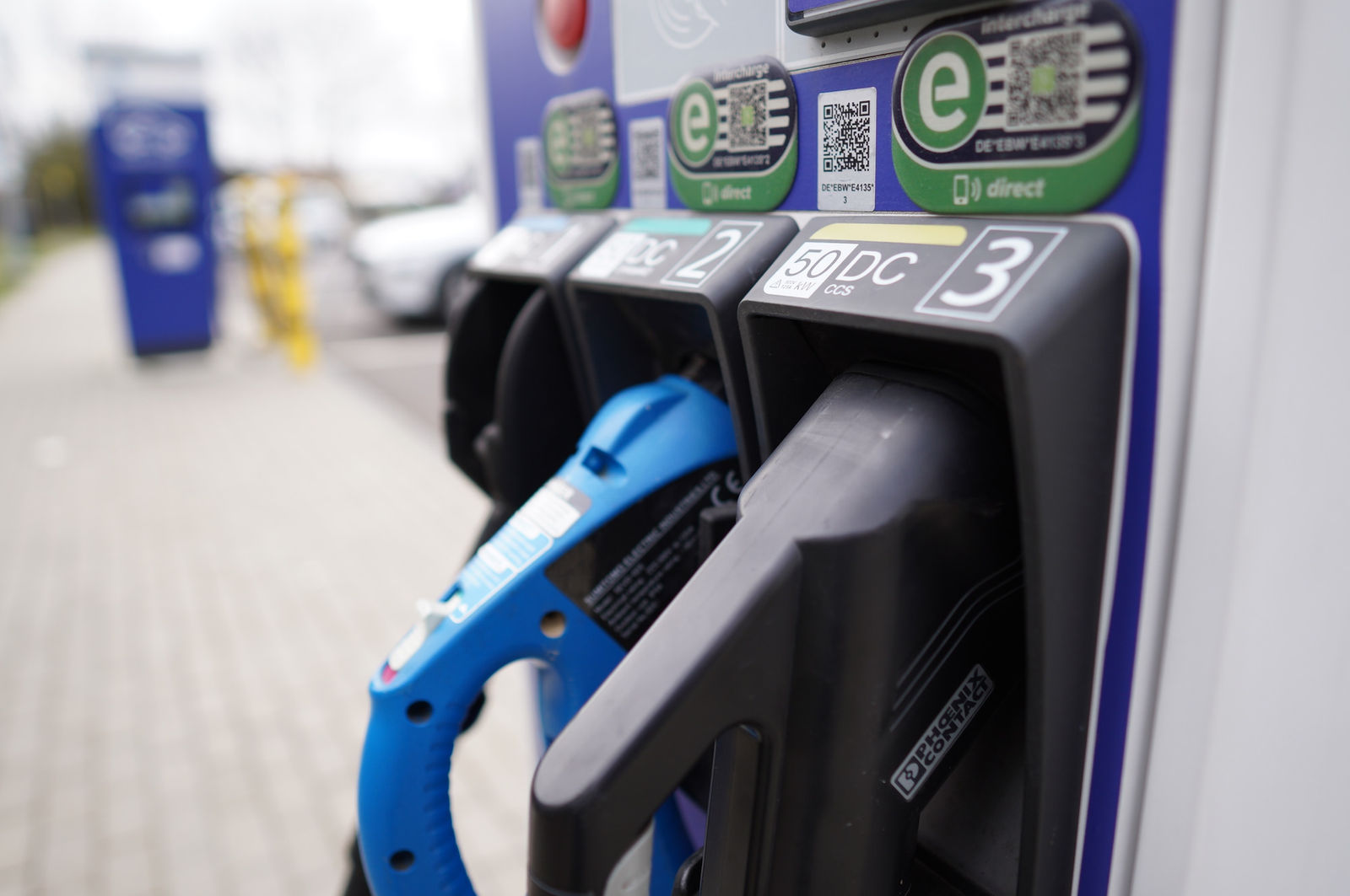 Electric vehicle at a charging station
